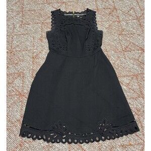TED BAKER Verony Black Ponte Embroidered Sleeveless Skater Dress Size 2/US 6